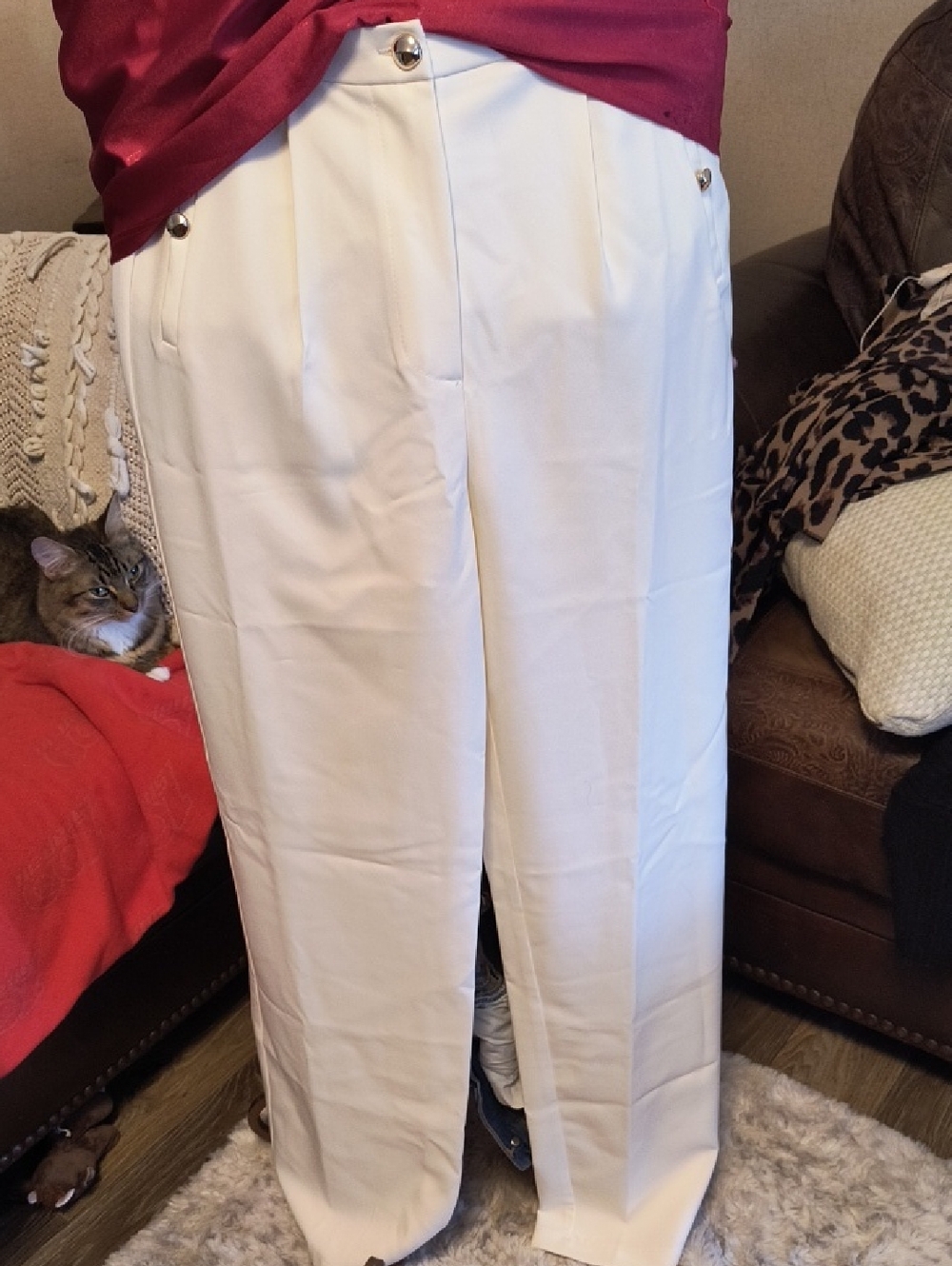 White High-Waist Dress Pants